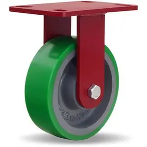 Hamilton Caster 6" Diam x 2" Wide x 7-3/4" OAH Top Plate Mount Rigid Caster Polyurethane, 1,200 Lb Capacity, Precision Sealed Bearing, 4-1/2 x 6-1/2" Plate R-HS-6DB
