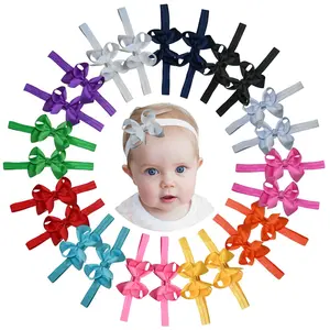 JoyBowie New Year Clearance Sale: 12pcs Soft Elastic Nylon Headband for Babies, with Colorful Bow, Suitable for Newborn Girls