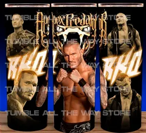 Randy Orton RKO Wrestling Apex Predator Cup Mug Tumbler 20oz Stainless Steel Tumbler with Slide Closure Lid, Reusable Plastic Straw, Handmade Design - Drinkware