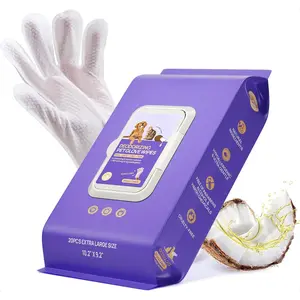 PET Cleaning Deodorizing Glove Wipes for Dogs & Cats, Vet Recommended Hypoallergenic Hydrating & Nourish Fur Pet Grooming Glove Wipes, Pet Bathing Wipes for Horse Coat Care,Coconut Scent