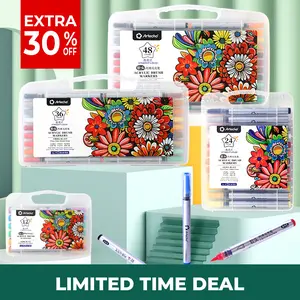 【EXTRA 30%OF】Artecho Automatic Ink Control Acrylic Paint Markers, Acrylic Paint Pens with Brush Tip for Stone, Rock Painting, Paper, Wood, Canvas, Pumpkin, Fabric, Card Making, DIY Crafts &Art Supplies