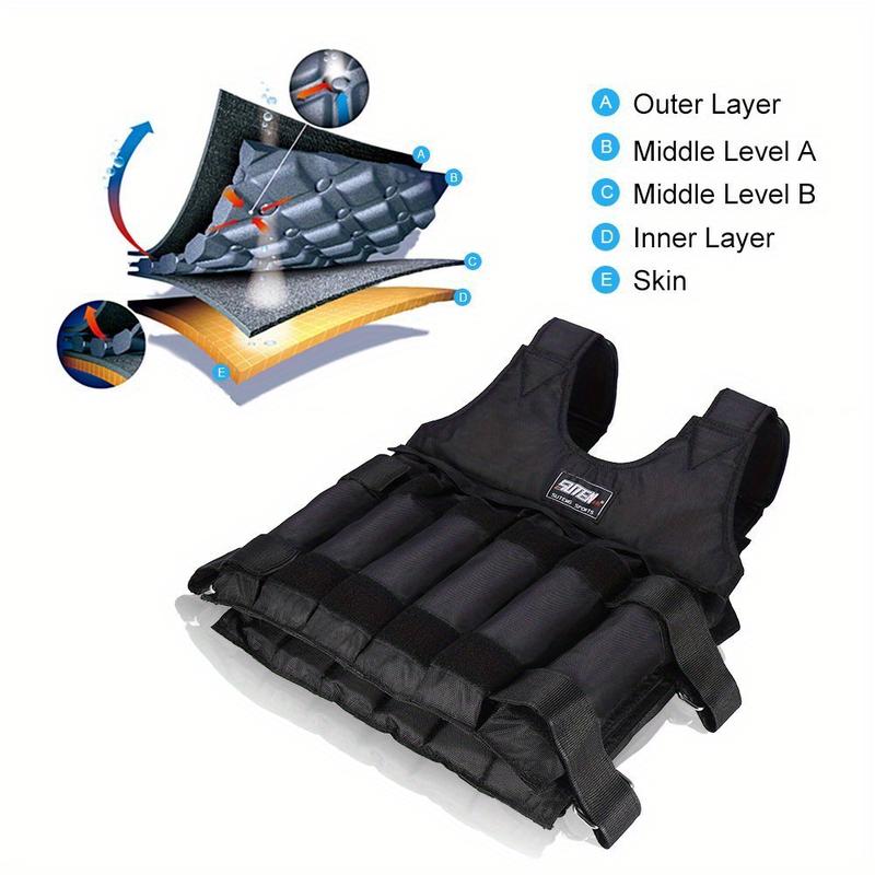 Weighted Vest, Max Loading 110lbs, Adjustable Weight Vest, Fitness Exercise Vest Strength Training Vests Boxing Jacket Workout Equipment for Men Women Sport Running Jogging Workout (with 12 Empty Sandbags, Without Steel Plate Or Sand)