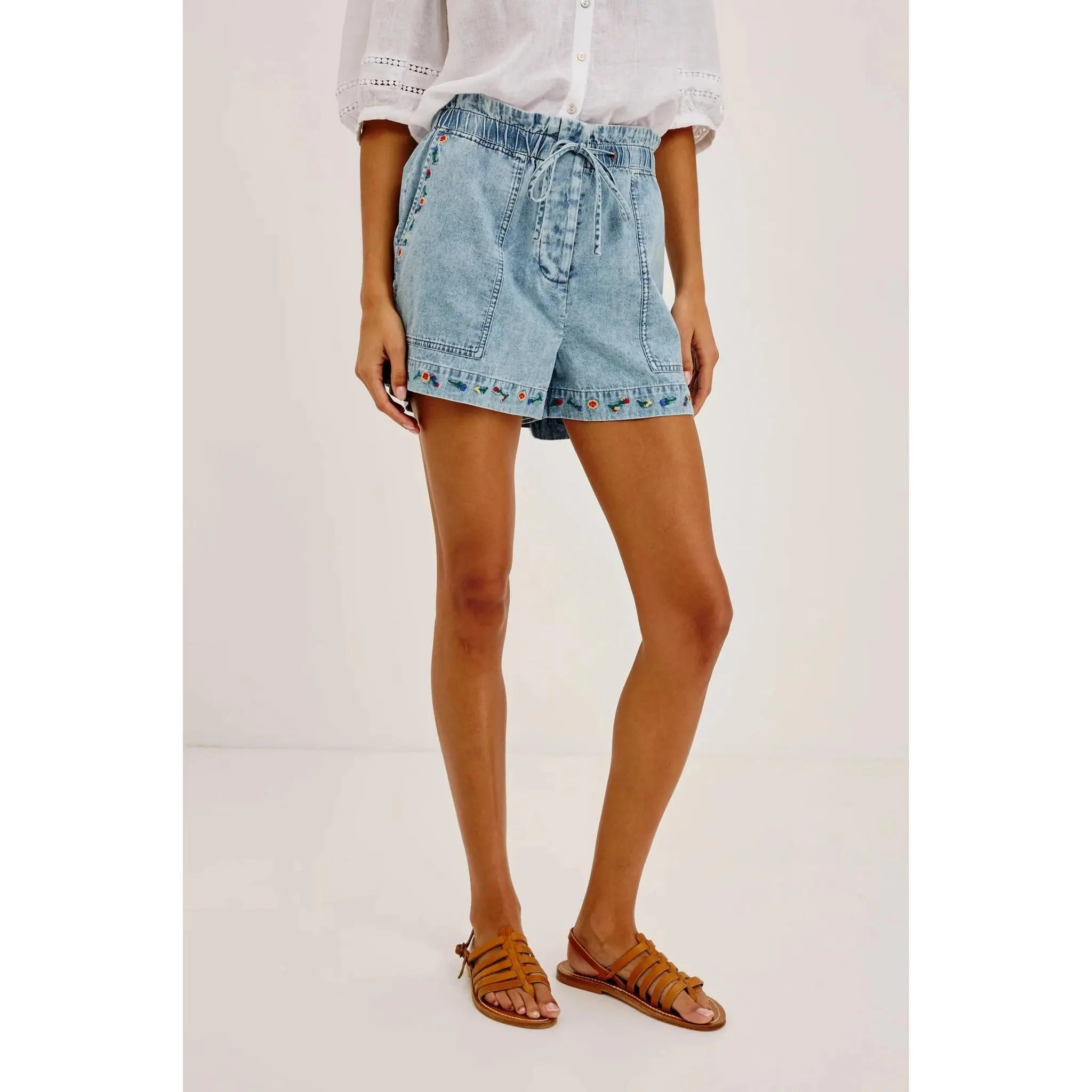 Rails Foster Shorts in Faded Indigo Floral Embroidery