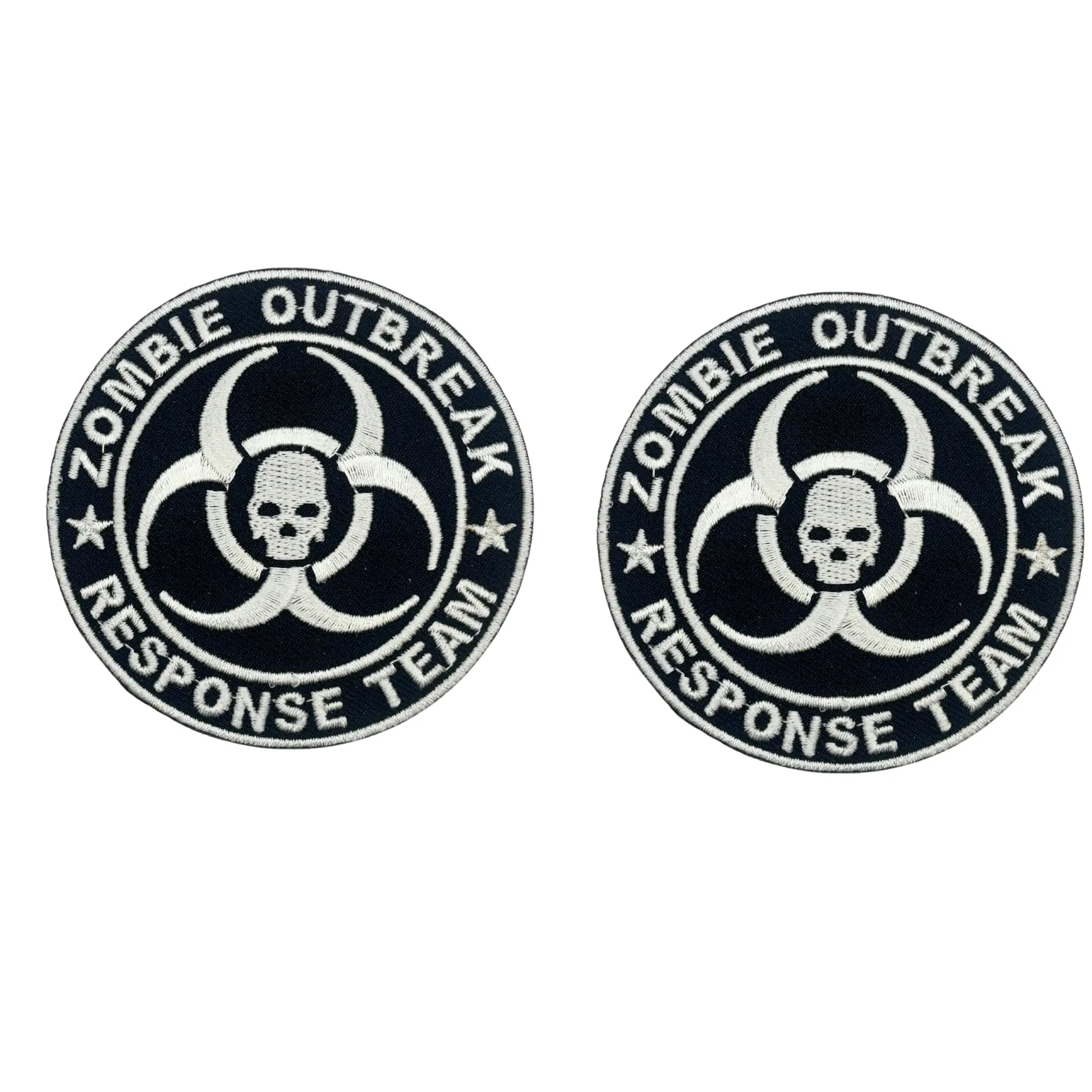 2PC Black Zombie Response Team Round 3 Inch Iron on Sew on Patch for Uniforms, Clothing, Costumes, and More