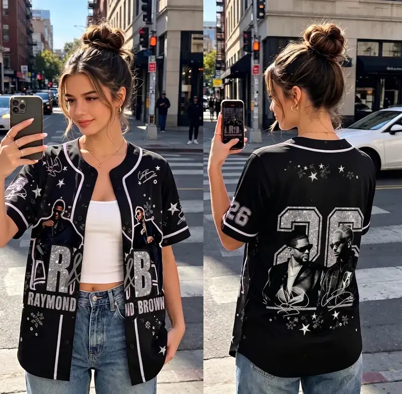 R&B Tour Baseball Jersey – Raymond & Brown Concert Shirt, Music Fan Apparel, Hip Hop Sports Jersey, Streetwear Outfit, Music Lover Gift