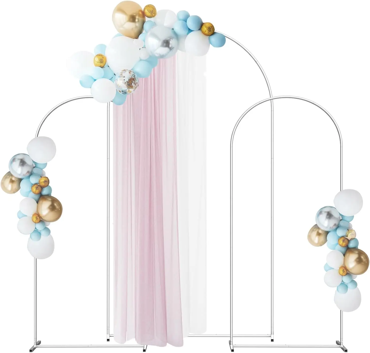 Wedding Arch Backdrop Stand Set of 3, 7.3ft & 6.6ft & 6.6ft Metal Wedding Arch Stand, for Wedding Ceremony, Baby Shower, Birthday Party, Indoor Outdoor Garden Floral Balloon Arch Decoration
