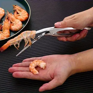 1pc Shrimp Deveiner - Stainless Steel Manual Shrimp Peeler with Ergonomic Handle, Food-Safe Kitchen Utensil for Home Cooking & Professional Use, Shrimp Peeler For Kitchen