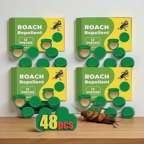 48-Piece Powerful Cockroach Repellent Gel Kit - 12 Pcs Indoor-Outdoor Pest Control Exterminator Bait, Multi-Surface Home Care Cleaning Supplies with Microfiber Floor Mop for Long-Lasting Protection