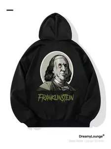 Franklin Illustration Print Sweatshirt, Trendy Casual Fitted Graphic Pullover, Perfect for Daily Home Wear or Outdoor Use