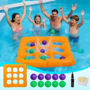 Summer Spring Gift Pool Toys, Pool Tic Tac Toe Game with 10 Balls Outdoor Summer Swimming Pool Party, Beach Toys, Reusable Water Balloons Tic Tac Toe Game, for Teens Adults 2-10 Players