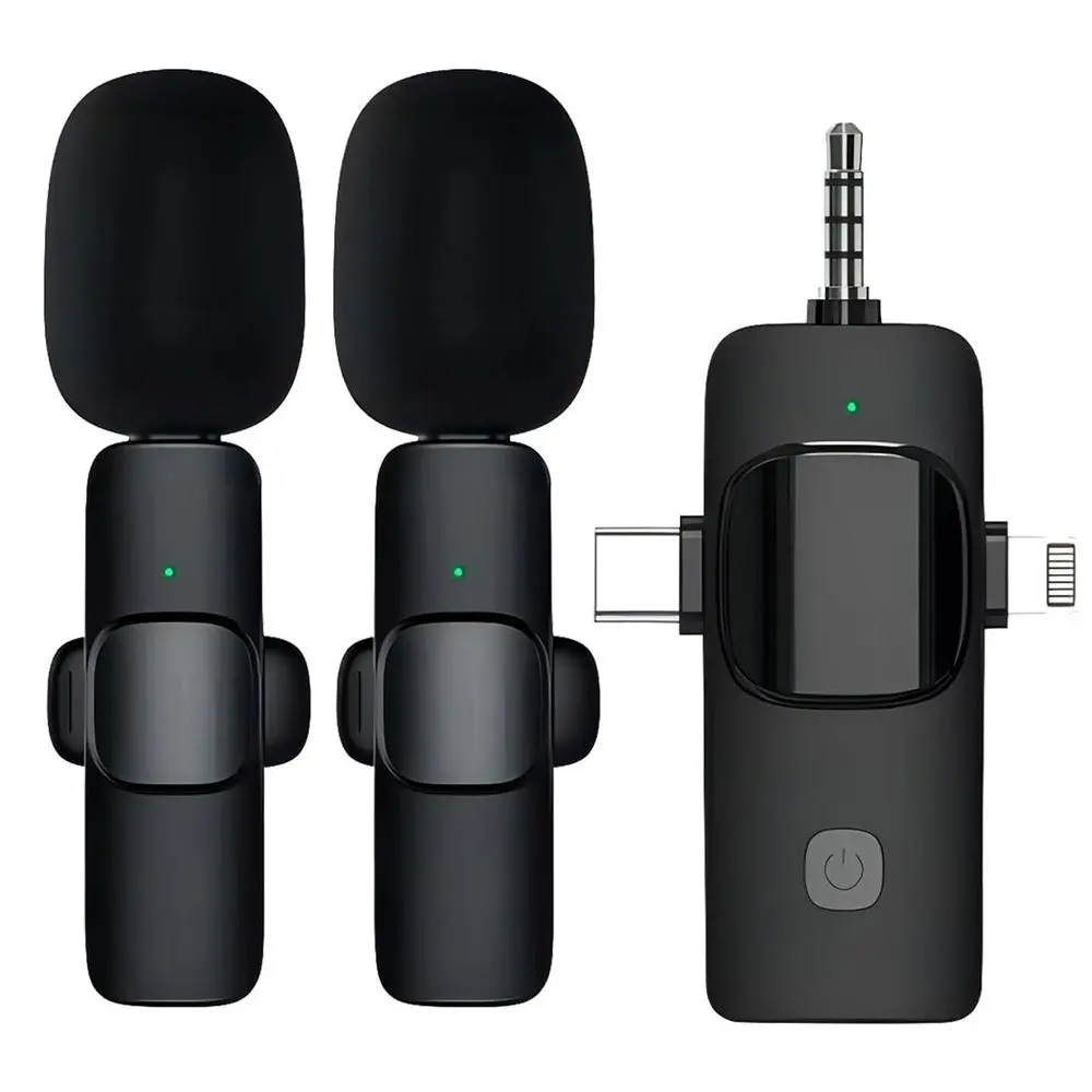 【Free.ship】SETIPS 3 in 1 Universal Wireless Lavalier Microphone with Receiver, 3.5mm Professional Mini Microphone, Audio Video Recording For Android/iphone Smartphone ,iPad,Camera, USB-C Microphone, 7-Hour Battery, Noise Reduction