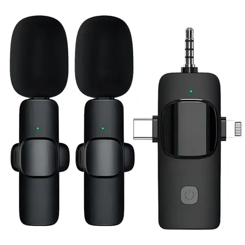 【Free.ship】SETIPS 3 in 1 Universal Wireless Lavalier Microphone with Receiver, 3.5mm Professional Mini Microphone, Audio Video Recording For Android/iphone Smartphone ,iPad,Camera, USB-C Microphone, 7-Hour Battery, Noise Reduction