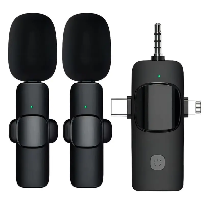 【Free.ship】SETIPS 3 in 1 Universal Wireless Lavalier Microphone with Receiver, 3.5mm Professional Mini Microphone, Audio Video Recording For Android/iphone Smartphone ,iPad,Camera, USB-C Microphone, 7-Hour Battery, Noise Reduction