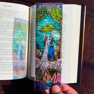 Arwen Aragorn Stained Glass Bookmarks, Shire, Doors of Durin (Transparent Bookmark, Fantasy Book Reader Gift)
