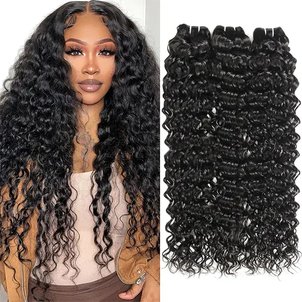 Water Wave Hair Bundles 1 3 4 Bundles Human Hair Weave Bundles Natural Color Remy Hair Weave Extensions Outdoorfun FallFreshness