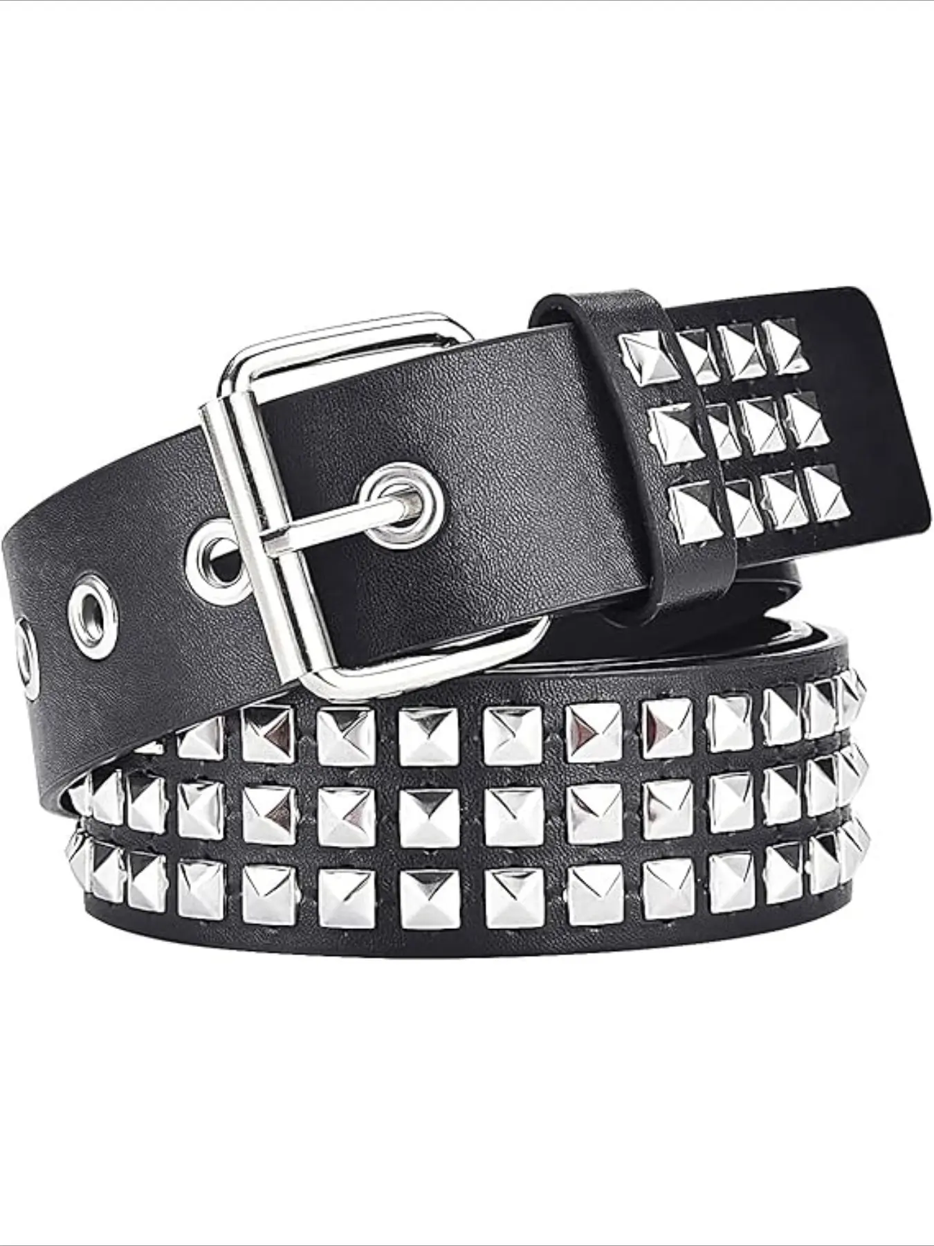 1 new punk European and American pyramid y2k subculture Gothic square bead rivet belt belt for women Studded Belt Back Trendy Cool Belts