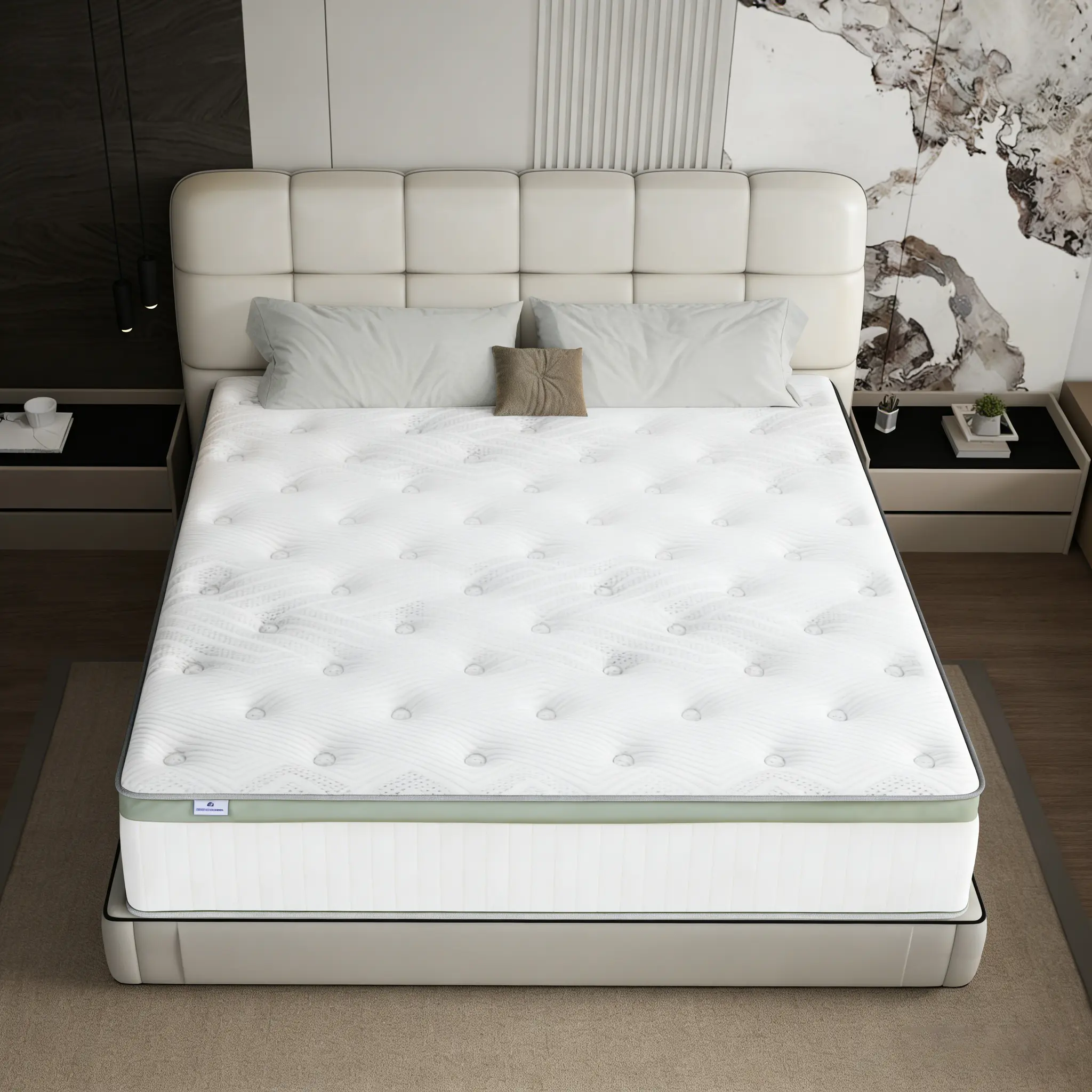 Queen Size Hybrid Mattress - 10/12/14 In, Medium Firmness, Memory Foam And Spring, Lumbar & Neck Support, Boxed For Home/Hotels, Modern Indoor Furniture, Ideal Holiday Gift, Queen Size Mattress