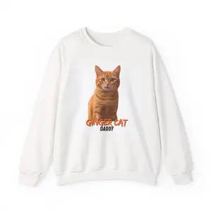 Ginger Cat Daddy Sweatshirt, Cozy Pet Lover Crewneck, Funny Cat Gift, Unisex Sweatshirt for Cat Dads Casual Classic Fabric Menswear