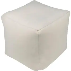Essien Modern Classic Cube Outdoor Pouf, Light Beige