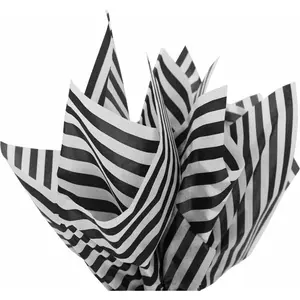 60 Sheets  Wrapping Tissue Paper - Black Stripes 20x15 Inches  Bulk Pack for  Wrapping Bags Boxes Packaging Floral Crafts and Party Decor