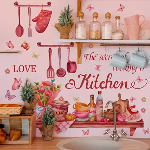 A warm Valentine's Day tableware wall sticker Floral Pattern Sticker for kitchen and dining room background wall decoration, self-adhesive MS7228-YC