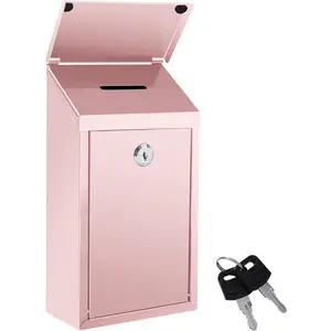 Metal Locked Money Box, Wall Mounted Multi-use Donation Cash Box Safe Suggestion Box Mailbox for Home Office Outdoor Farmstand