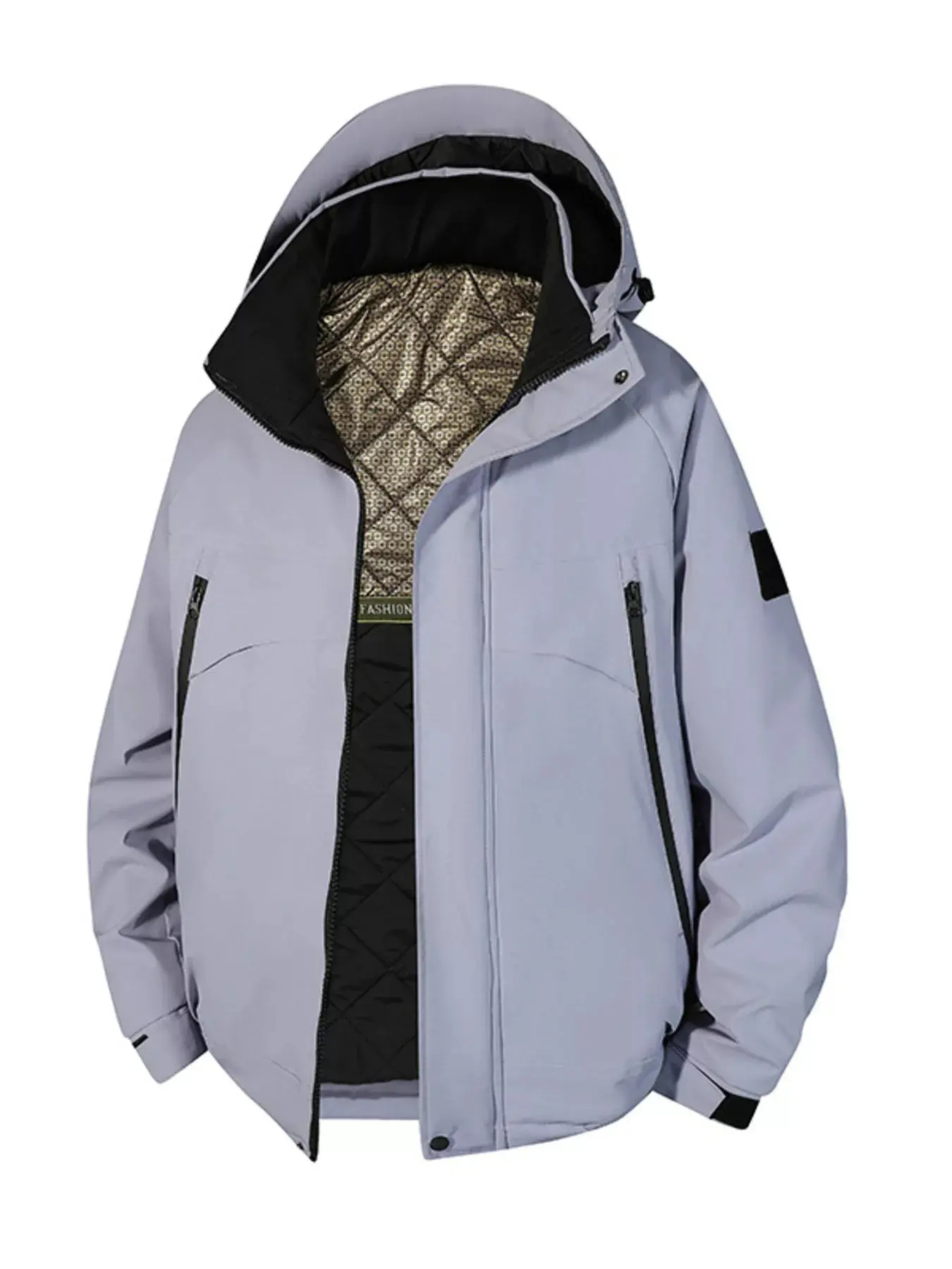 Men's Puffer Coats, Hooded Thick Polyester Winter Outerwear Jacket with Long Sleeves, Zipper and Pockets, Longsleeves