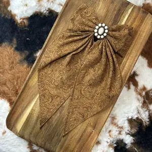 Wester Hair Bow Handmade with Gold Buckle & Elegant Paisley Design for Western YT Hair Accessories Style