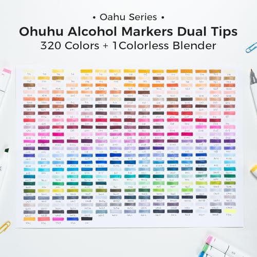 Ohuhu Alcohol Markers:  Chisel & Fine - 320 Colors - Double Tipped Art Markers for Artists Adults Coloring Drawing Sketching Illustration - Refillable - AP Certificated - Oahu Series of Ohuhu - Valentine's Day Gift
