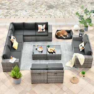 OOSWIFT 12-Piece Outdoor Sectional Sofa Set | Ultimate Modular Patio Furniture with Deep Seating & Premium Cushions | Easy-Clean Wicker Rattan Conversation Set