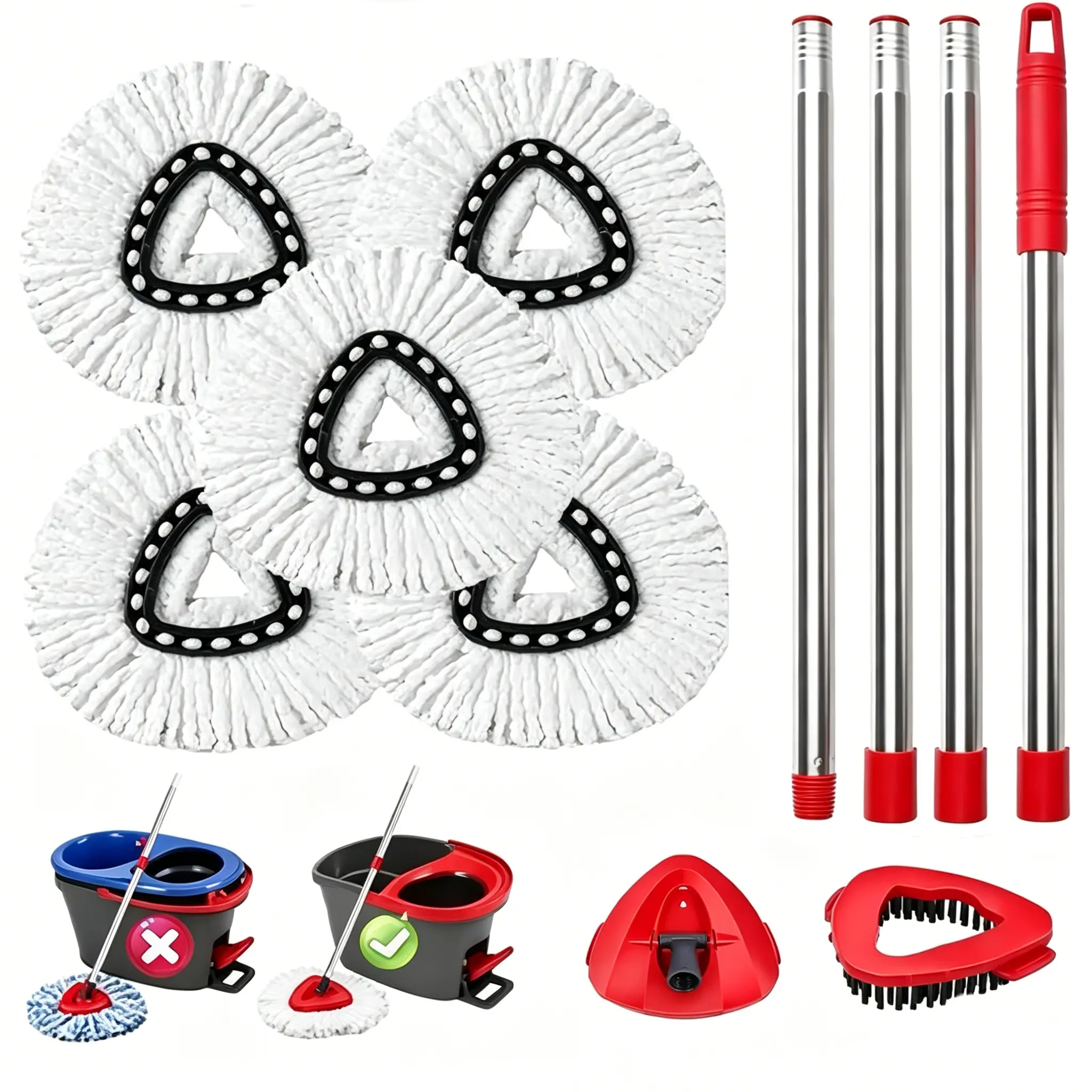 5 Mop+1 Brush+1 Base+Handle