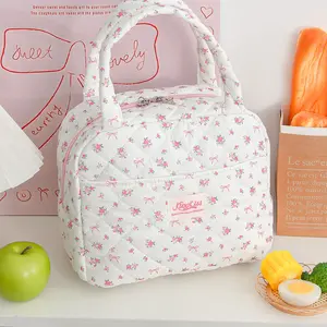 New Floral Makeup Bag, Commuter Lunch Bag, Coin Key Storage Pouch, Cute Handheld Travel Organizer, Large Capacity Cosmetic Bag, Travel Cosmetic Bags, Travel Accessory, Travel Essentials