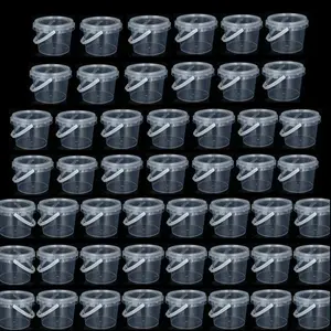 50pack 10oz Slime Containers,300ml Empty Storage Containers with Water-Tight Lids and Handle,Plastic Storage Jars Mini Storage for DIY Slime Making, Candy, Beads, Art Crafts, Lotion