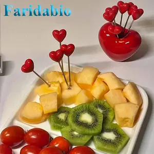 Heart Shaped Fruit Fork Set, Durable Sturdy Decorative Fruit Snack Forks, Stylish Party Accessories, Valentine's Day Christmas Wedding Tableware, Cutlery