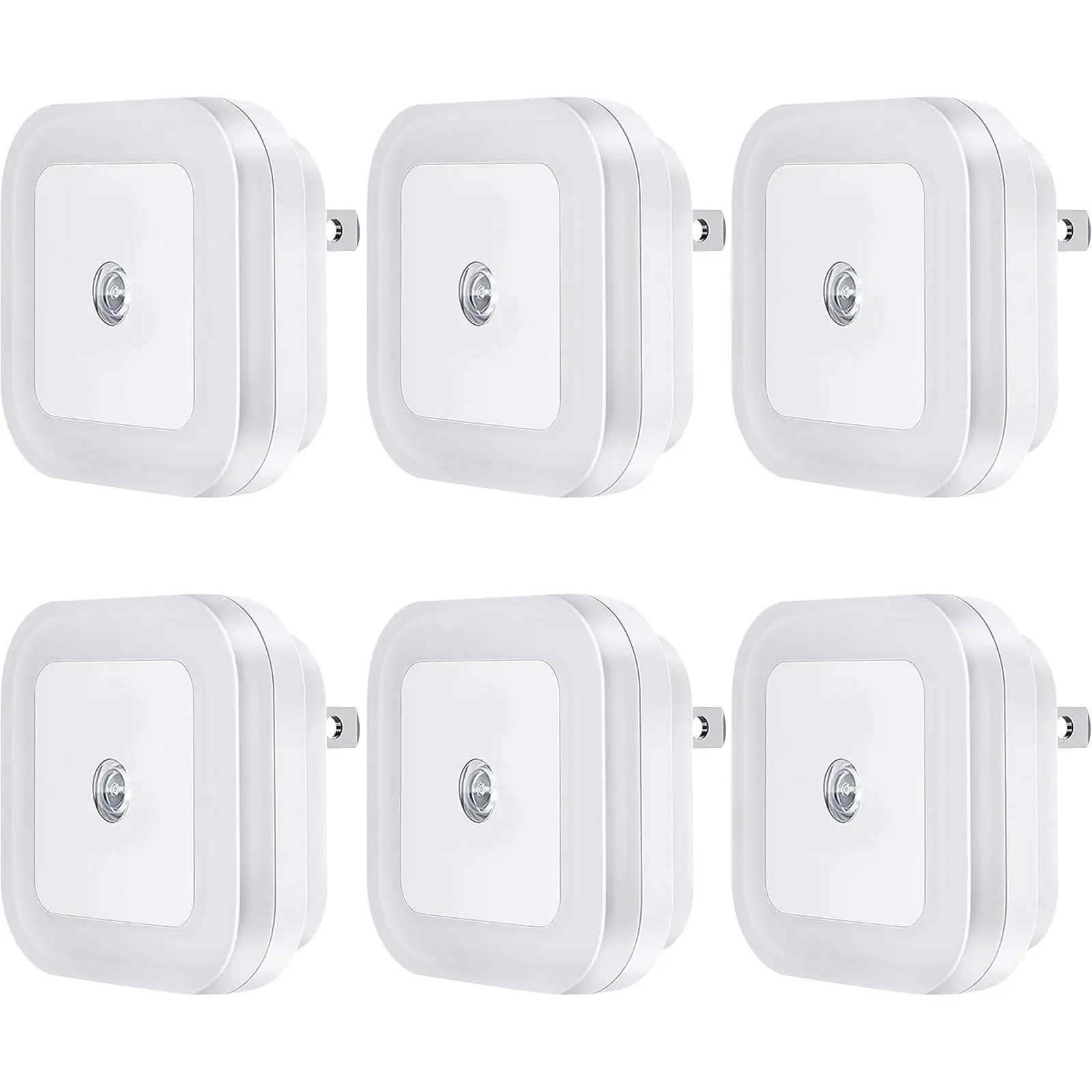 Plug-in LED Night Light with Dusk to Dawn Sensor for Hallway, Stairs, Bathroom, Kitchen, Bedroom, Nursery, Kids Room, Daylight White, Pack of 6