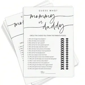 Mommy or Daddy Guess Who Game Card, 30pcs/set Baby Shower Party Game Card, Gift Packaging Supplies for New Parents, Party Gifts & Decorations, Fun Party Cards