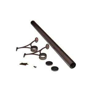 Outwater 4' Bar Foot Rail Kit - Complete Undercounter Mount Hardware and Tubing, Antique Bronze Finish
