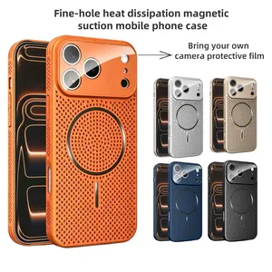 Magnetic Honeycomb Mesh Cooling Phone Case, Breathable PC Protective Cover with Dopamine Color Matching, Unisex, Compatible with iPhone 17/16/15/14/13/12 Pro Max
