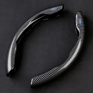 For Ford Mondeo Focus Raptor Puma Edge Explorer Ecosport Ranger F150 Kuga Car AntiSlip Carbon Fiber Steering Wheel Cover
