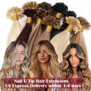 PROKYVITY Pre Bonded Keratin Fusion U Nail Tip Remy 100% Human Hair Extensions 50 Strands 50g Per Pack 1g/s For Women For Volume 16" 18" 20" 22" 24" Balayage Highlight Mix Colors