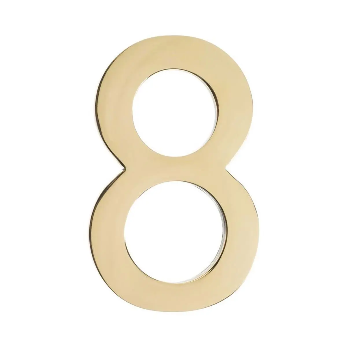 212 MAIN 4" Polished Brass (Gold Metallic) Wall-Mount Floating House Number 8 Sign, Mountable Home Improvement Decor