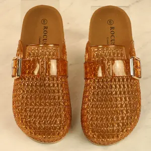 Women's Casual Clogs Jelly Buckle Strap and Closed Toe Sandal Comfort Fit