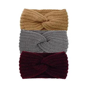 3 pcs Winter Thick Knitted Headband for Women, Ear Warming Headwrap & Hair Band, Minimalist Sweet Bow for Yoga Gym Makeup Cold Weather, Christmas Festival Gift, Versatile & Elegant