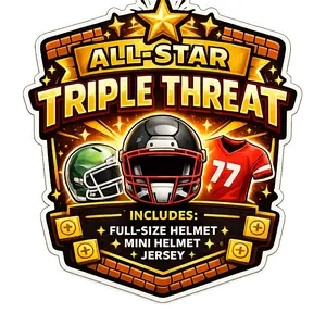 Triple Header Brick Breaker Full Size Authentic Helmet / Mini Helmet / Jersey - PYT - OR SPORTS TRADING CARD