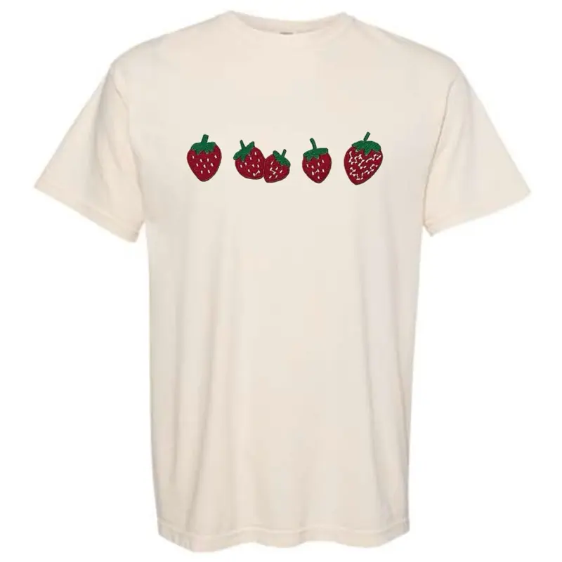 Strawberries embroidered comfort colors T-shirt