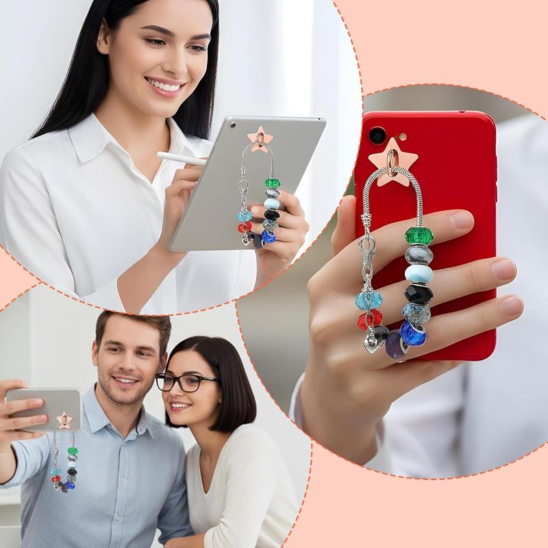 16pcs Metal Phone Charm Hook, 4 Styles Phone Ring Holder Heart Moon Sunflower Star Shaped Phone Finger Grip Universal Adhesive Phones Ring Loop Stand for Mobile Case Pad Tablet