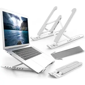 Portable Laptop Stand for Desk with Large Anti-Slip Pads - Adjustable 7 Angles Computer Riser - Foldable Laptop Holder Compatible 10-15.6” Laptops (Plastic White)