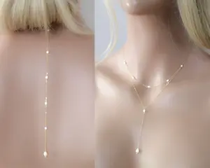 Genuine pearl Bridal backdrop necklace - ALEXANDRIA