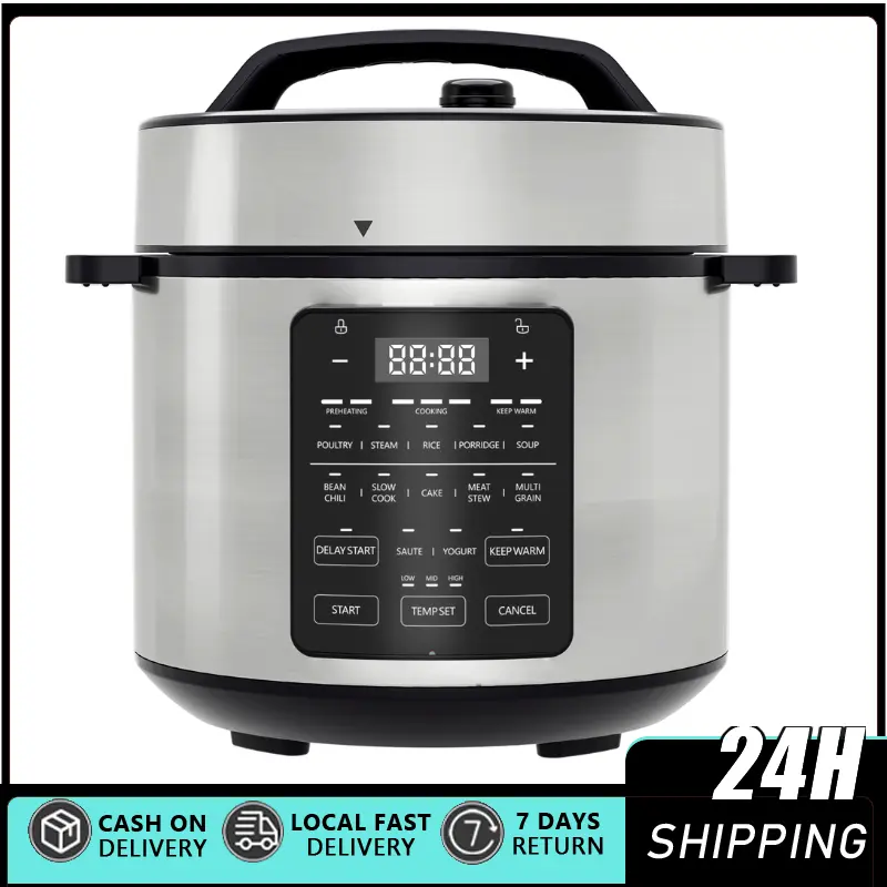 9-in-1 Smart Electric Pressure Multi-Cooker - Non-Stick Smart Pot with 14 Presets, Slow Cook, Rice Cook, Yogurt Maker, Sauté, Steamer, Warmer, Sterilizer - Black Indoor Kitchen Appliance