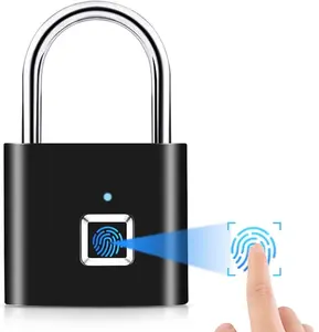 Smart Fingerprint Padlock, Locker Lock, Keyless Padlock, 30 Fingerprint Capacity, Outdoor Fingerprint Lock for Gym Locker, School Storage, Outdoor Gates, Sheds, IP54 Waterproof, USB Rechageable